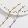 Gold Plated Amethyst CZ Four-Leaf Clover Tennis Bracelet – Luxury Purple Jewelry, Sparkle Gift for Women