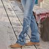 Dicke Jeans High-Waist Hose mit Stickerei Slim Slim Hose