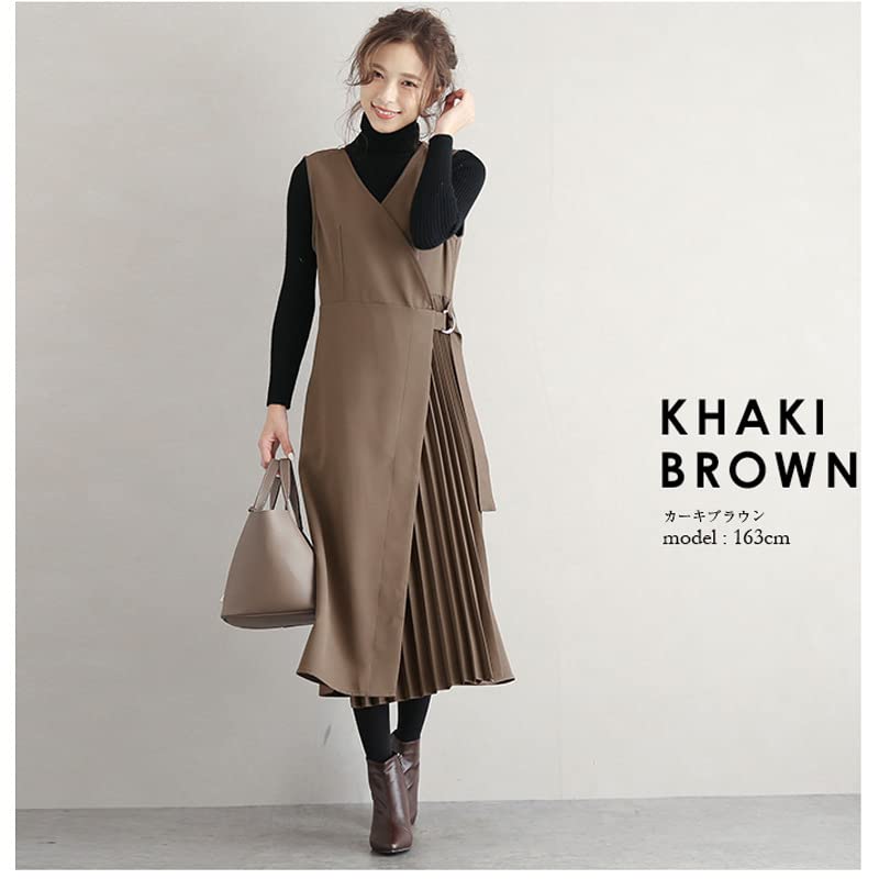 Long Jumper Skirt Sleeveless Flared Solid Elegant and Perfect for and Winter Women's Dress, Sweatshirt, V-Neck Dress, Color, Pleated, Stylish,