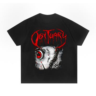 Death Metal Band OBITUARY Leben und Tod Buch Rock Druck Baumwolle Herren- und Damen-T-Shirts Hohe Qualität Kurzarm Herren-Tee