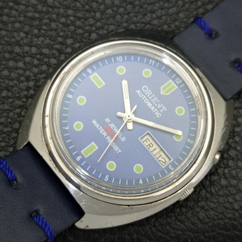 Orient AUTOMATIC 46941 JAPAN MENS VINTAGE BLUE COLOR DIAL WATCH A701850-5 R207-a701850