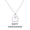 Black and White Ghost Necklace: Halloween Pendant Two-Piece Set for Girlfriend or Couple, Back-to-School Gift