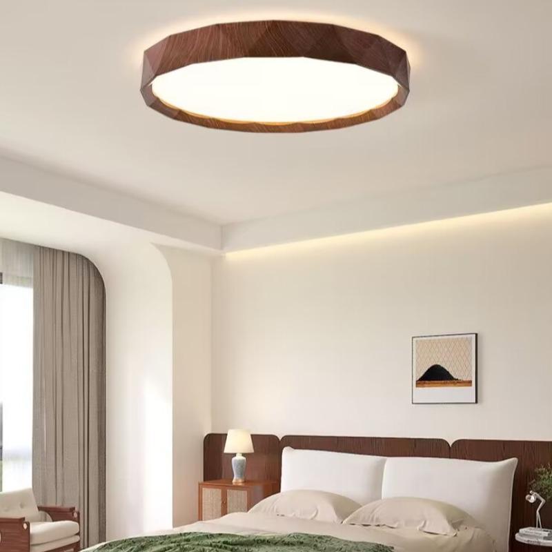 Plafoniera LED Circolare Moderna Semplice con Venatura Legno Noce Luce Decorativa Soggiorno Camera da Letto Balcone Plafoniera