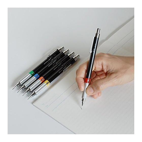 Mitsubishi Pencil Drafting Mechanical Pencil 0.3mm Black M3552.24 Knurled Grip Balanced Center of Gravity 4mm Tip Knock Type With Eraser HB Lead
