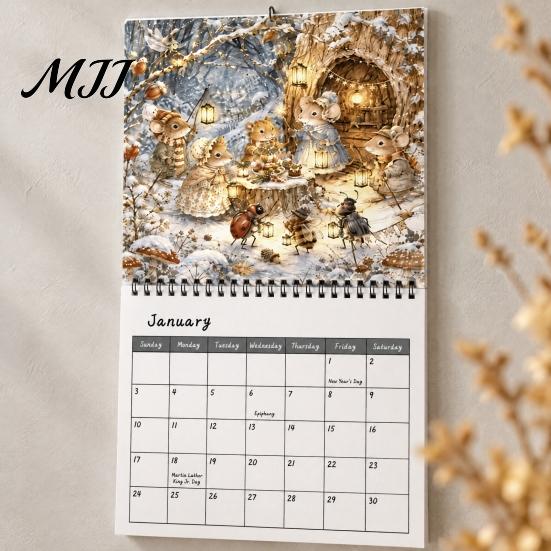 Daily Task Appointment Tracker 2027 Brambly Hedge Wall Calendar, 12 Month Hanging Planner with Vintage Decorative Art Gift Forest Mouse Mushroom