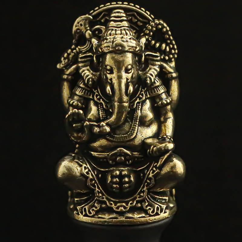 Lord Ganesa Elephant God Metal Desk Ornament For Worship And Cultural Display