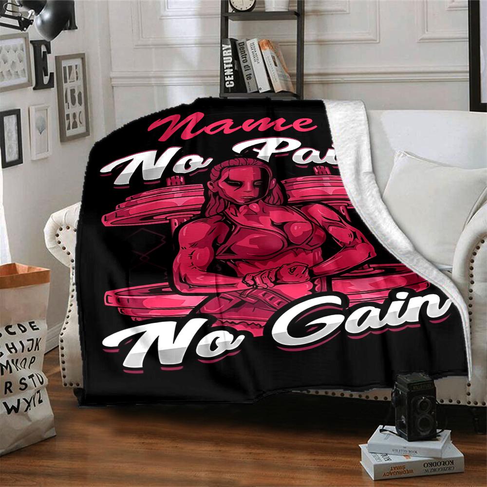 Custom Name Weightlifting Theme Printed Blanket - Perfect for Couch, Bed, Travel & Outdoor Use | Machine Washable, Cozy & Durable.