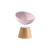 Cat Tilted Ceramic Bowl Small Dogs Elevated Food Water Feeders Pet Drinking Eating Supplies with Wooden Stand