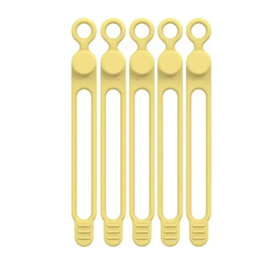 5PCS Silicone Cable Ties Set Elastic Reusable Cord Organizer Multi-function Wire Clip Bandage Cable Wire Storage Harness Strap