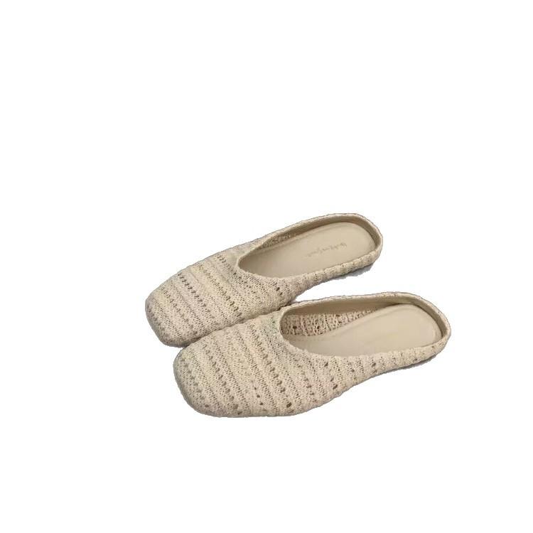 French Holiday Woven Niche Half Slippers Women'S Outerwear Spring And Summer With Skirts Evening Wind Bag Head Birkenstocks