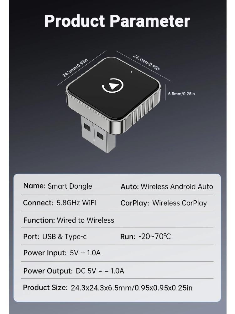 2026 New 2in1 Wired to Wireless High-Quality Car Accessory Smart Box 5GHz WiFi Type-C/USB