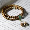 Argentina green sandalwood diy double lotus bracelet - premium wooden sandalwood prayer beads