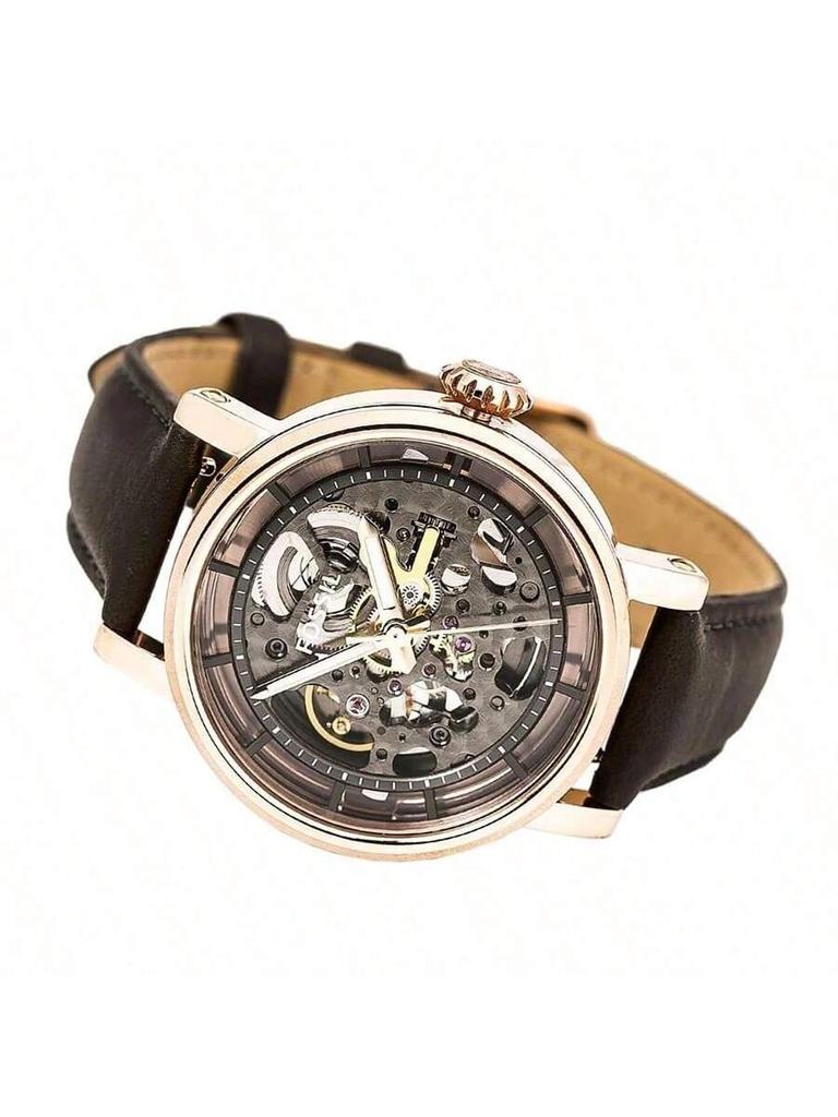 Fossil Women's Mechanical Leather Steel Three-Hand Wristwatch, Stainless Steel Case/Glass Mirror ME3089