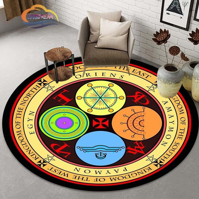 Pentacle Symbol Rug, Freemasonry Round Carpet, Goat Head Satan Rug,  Ouija Board with Hands Occultism Rug Witchcraft Goth Rug