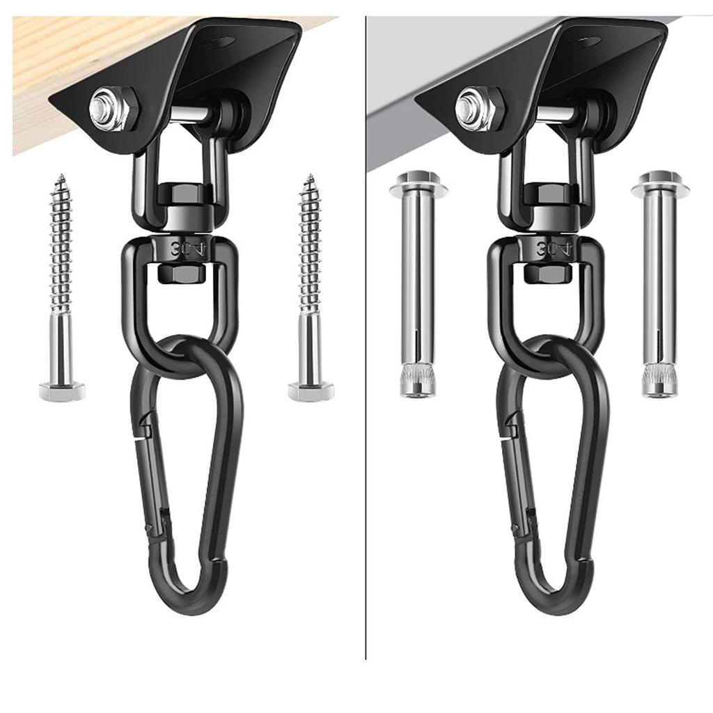 Porch Swing Hanging Kit 360 Degree Rotating 1200 Lb Capacity Hanger for Porch Hammocks Chair Black
