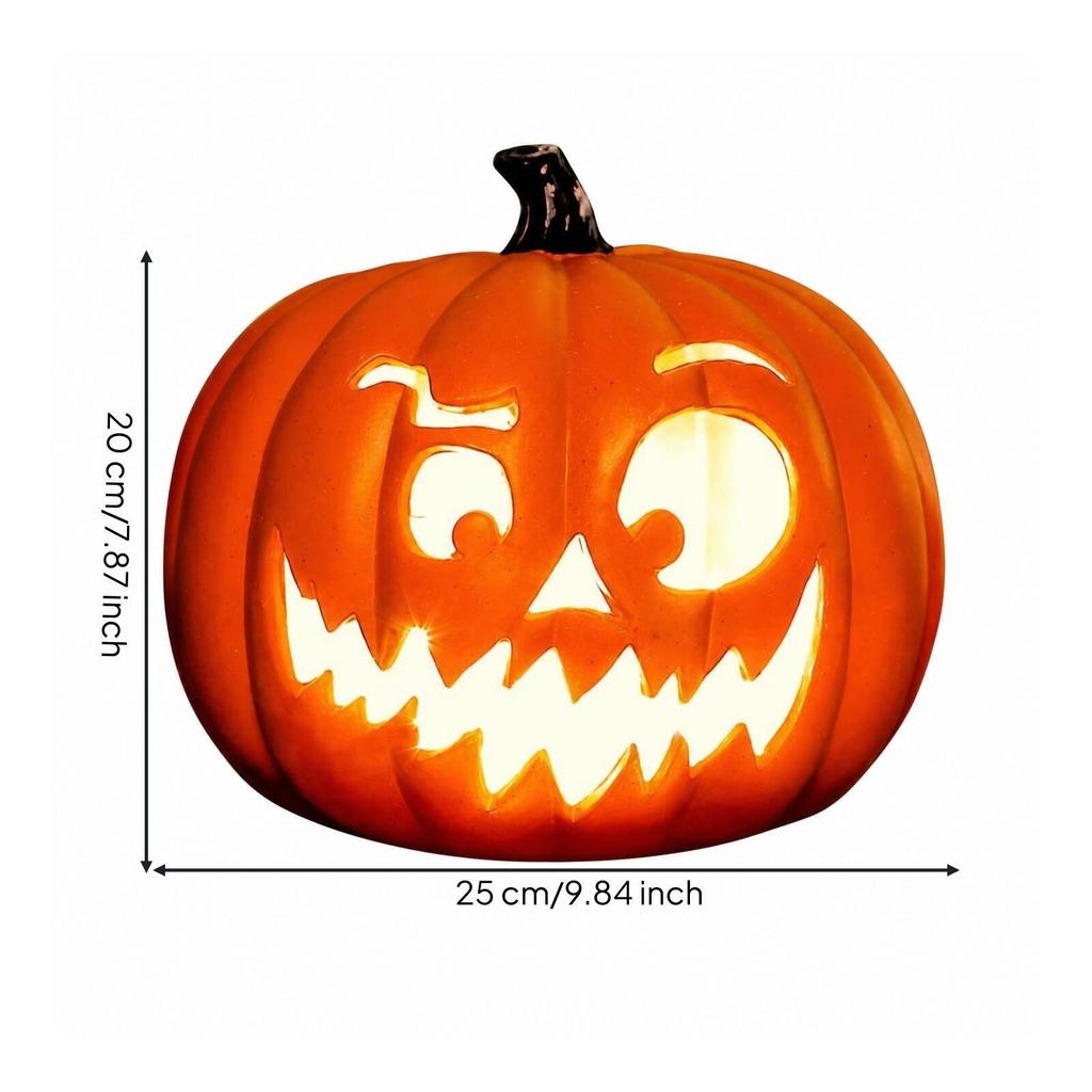PVC Pumpkin Lantern with Batteries Illuminated Halloween Table Ornament Spooky