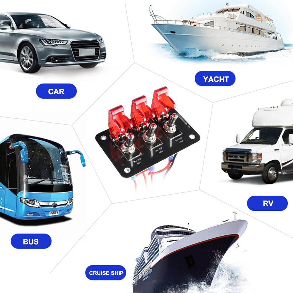 12/24V 3-Position Auto LED Racing Car Ignition Engine Start on/Off Push Toggle Switch Panel Car Boat Caravan Modification