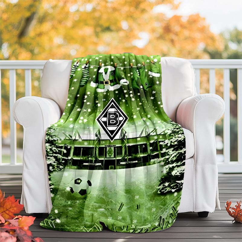 Borussia Monchengladbach logo printed throw blanket—soft,warm;versatile blanket for all seasons—perfect as &air-conditioning throw,nap blanket