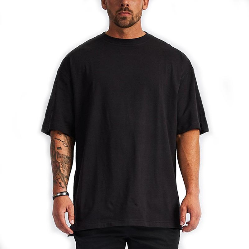 Men s Pure Cotton Oversized Heavyweight T-Shirt - Plus Size Solid Color Short Sleeve Trend S