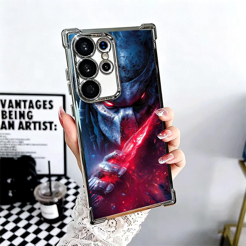 A-Alien Vs P-Predator Plating Phone Case For Samsung Galaxy S24 S25 FE S26 Edge S23 Ultra S22 S21 Plus S20 Anti-Fall Airabag Cov