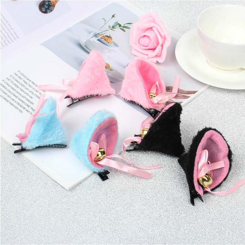 1 Pair Sweet Bell Cat Ears Hair Clip Women for Cosplay Anime Costume Halloween Birthday Party Girl Fashion Hairs Accessories