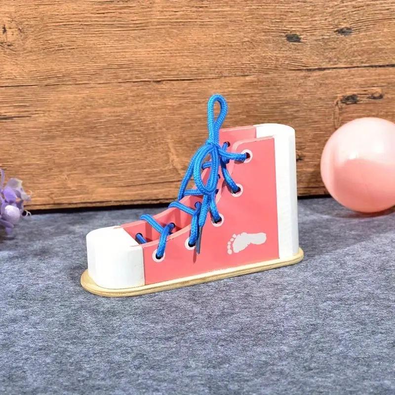 Baby Montessori Wooden Toys Learn To Tie Shoelaces Threading Game  Teaching Aids Educational Toys For Boys Girls Birthday Gift