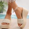 Fashion Summer Plus Size Women's Shoes Pearl Wedge Slippers for Women Beach Platform Woman Slippers Fashion Diamond Slides Woman Sandals
