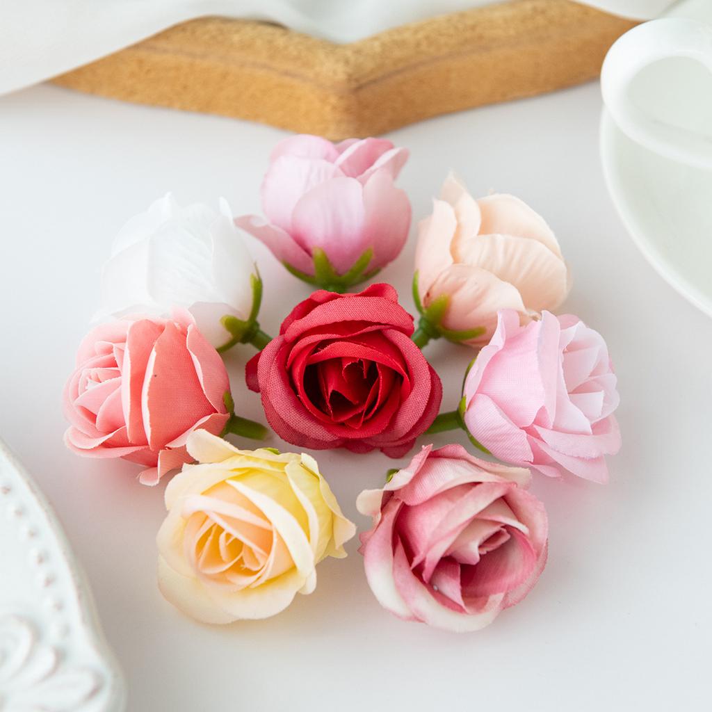 Simulation Rose Head Candy Box Companion Gift Decoration Small Rose Buds Corsage Headdress Flowers Silk Flowers Shooting Props Decoration Fake Flowers