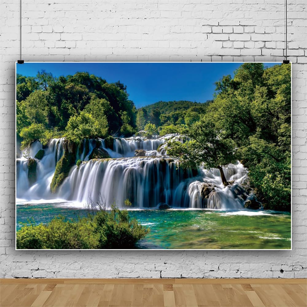 Large Waterproof Waterfall Tapestry Canvas Art Print Nature Forest Landscape Wall Hanging Boho Home Decor River Scene Aesthetic