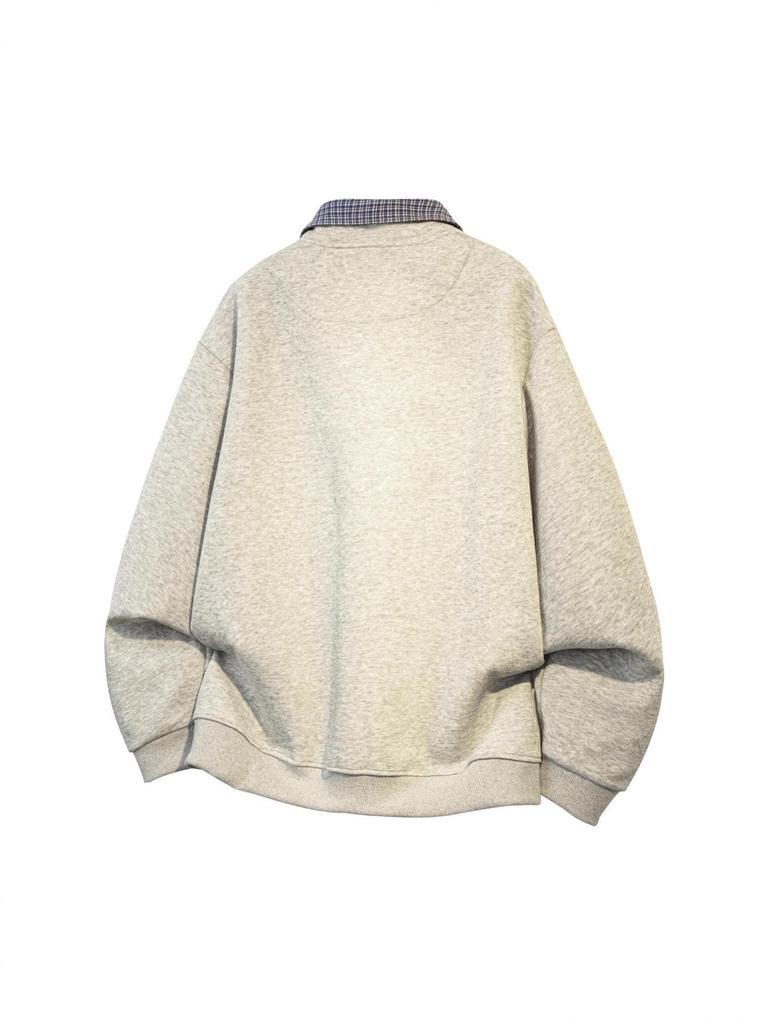 Men's Two-in-One Patchwork Color Block Hoodie, 2025 Spring/Autumn Trend, Loose Long Sleeve Plaid T-Shirt