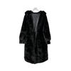 Women's Winter Faux Velvet Golden Mink Fur Long Coat with Hood