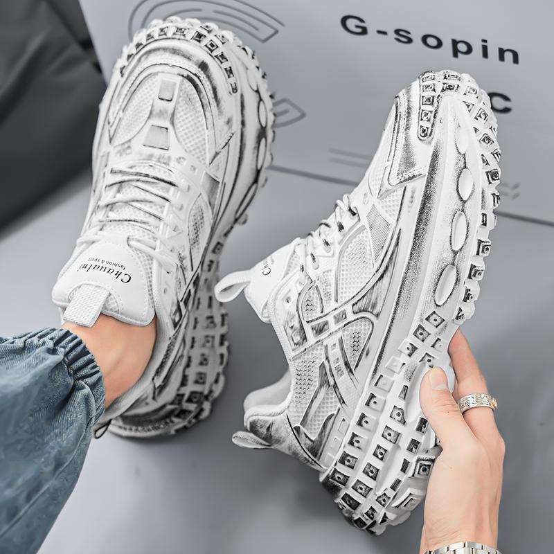 

Breathable mesh sports dad shoes men s 2025 summer explosion trendy brand youth advanced sense tire tank shoes 44 белый