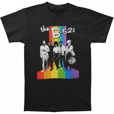 The B-52's Unisex Adult Rainbow Striped Cotton T-Shirt