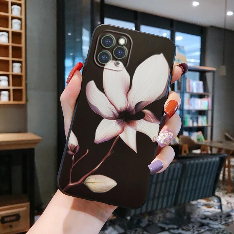 

Чехол для телефона Fundas iphone 14 12 11 13 Pro 12Pro 11Pro Max mini 14Plus X XS XS Max XR SE 7 8 6s 6 s Plus с 3D розой iPhone 12 Pro Max