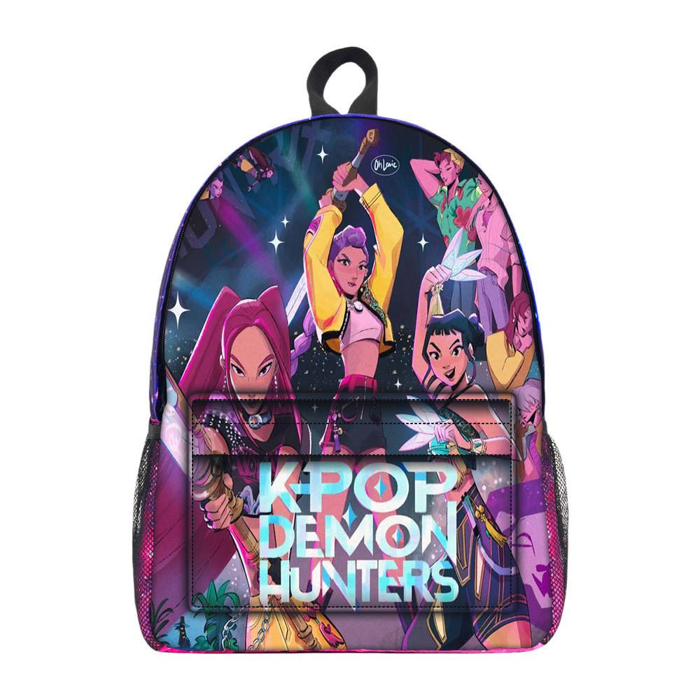 Kpop Demon Hunters Cartoon Pattern Oxford Cloth Student Backpack
