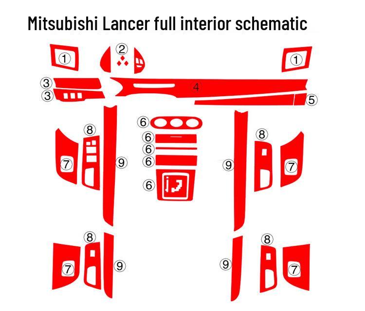 Lancer Interior Carbon Fiber Console & Shift Stickers
