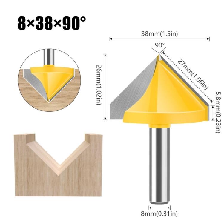 Professional Efficient 8mm Shank V Flute Router Bit Carbide End Mill For Diverse Woodworking Needs Smooth Wood Cutting