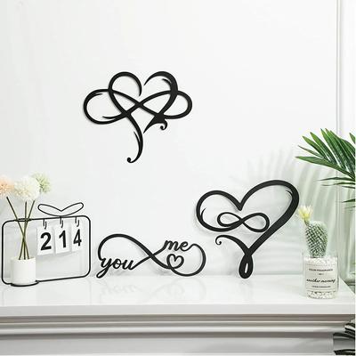 3 Pieces Infinity Heart Wall Decor – Love Wall Metal Sign, Heart-Shaped Wall Art, Elegant and Modern Metal Decor for Home