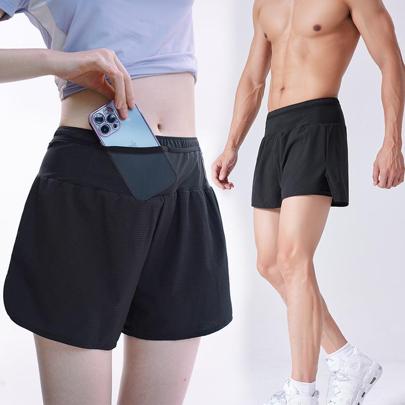 Muži Ženy Quick Dry Marathon Běžecké šortky Lehký trénink Athletic Fitness Sportovní šortky s kapsou v pase Kapsa na telefon