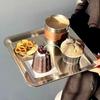Luxuriöses quadratisches Serviertablett aus Edelstahl, Kaffeetablett, Desserts – Elegante Servierplatten für Café, Restaurant, Badezimmertablett