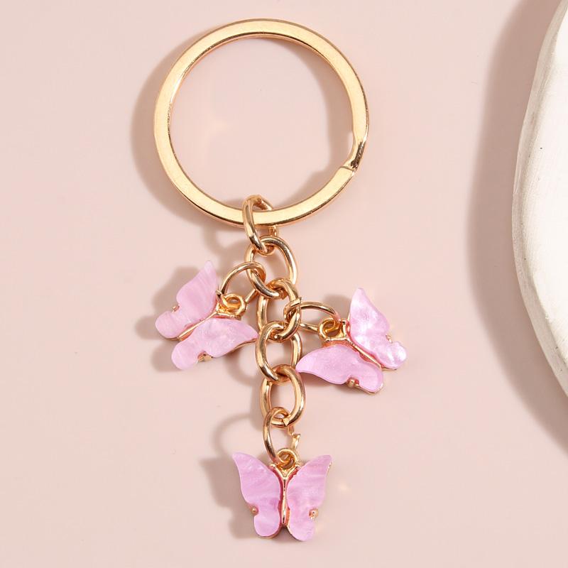 Cute Colorful Butterfly  Enamel Flying Animals Key Chains For Women Girls Accessorie Handmade Jewelry Bag Charm