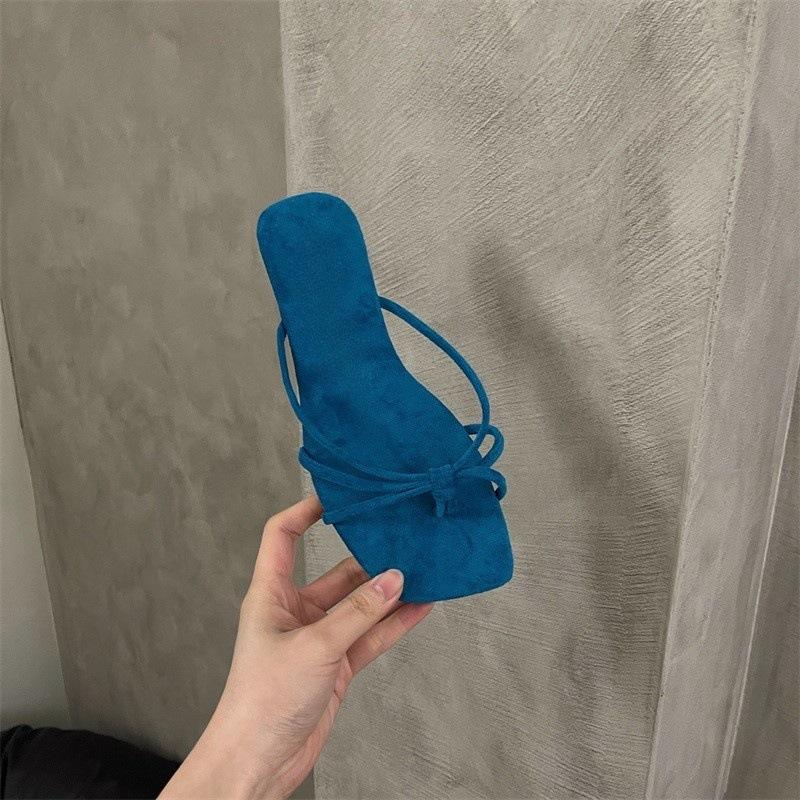 Simple toe cool slippers women's summer wear suede gentle beach thin with flip-flops