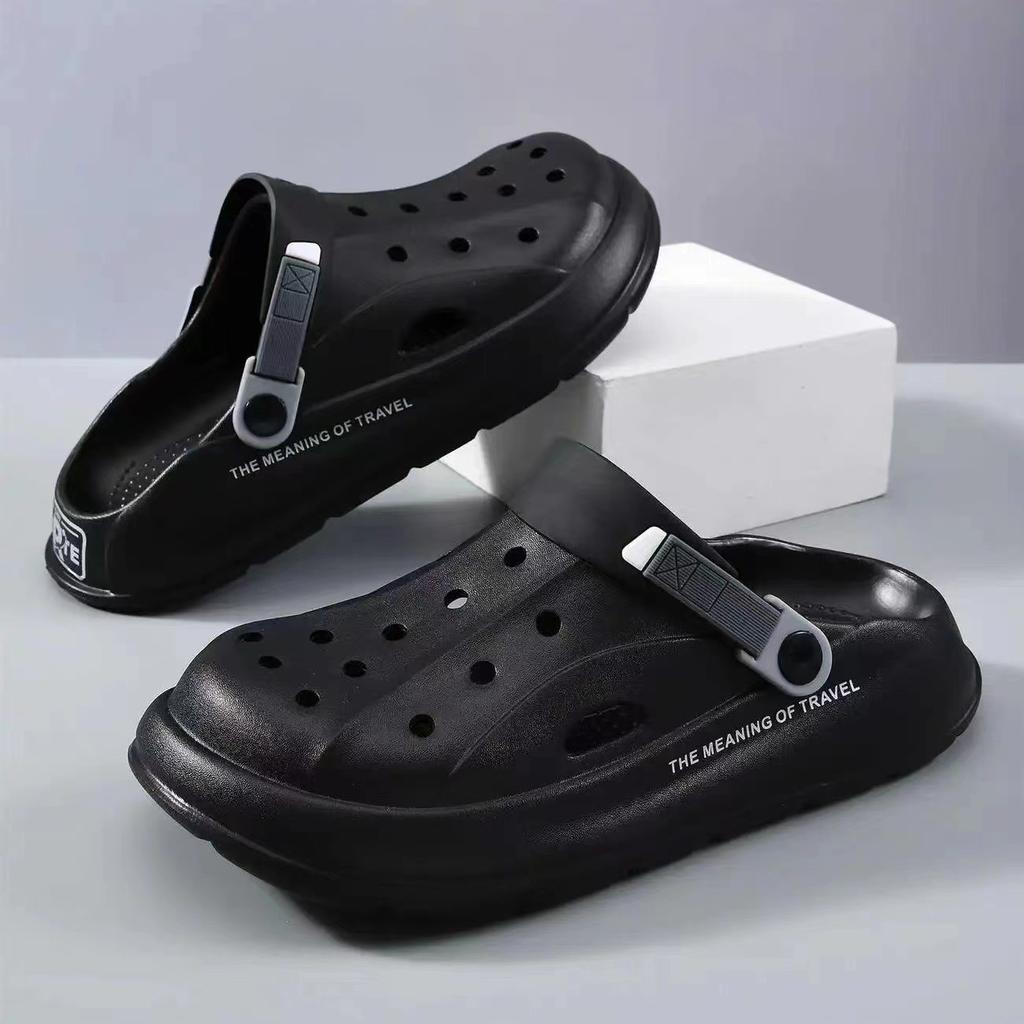 Thick-soled Hole Shoes Men's 2025 New Non-slip Thick-soled Light and Breathable Beach Bag Head Cool Slippers