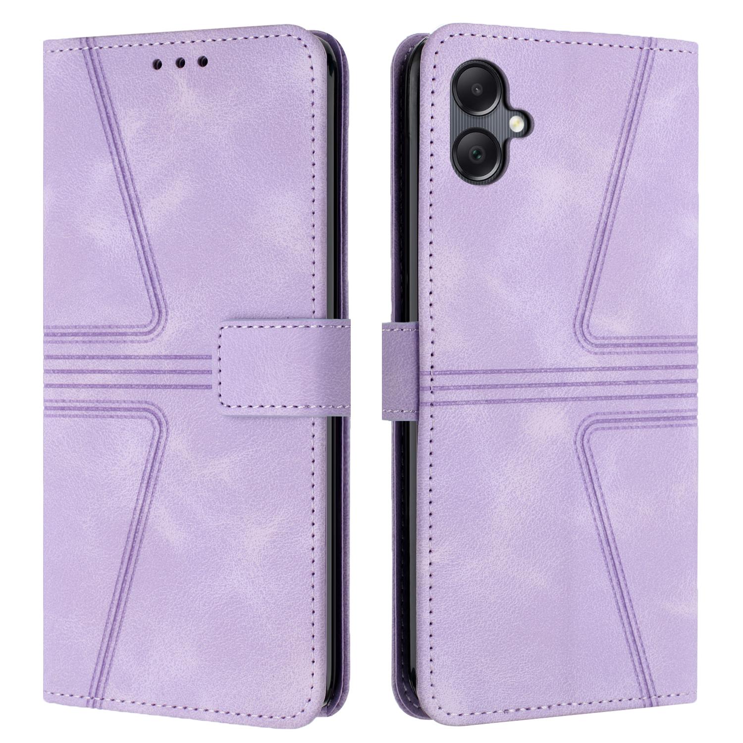 

For Samsung Galaxy A07 4G Case Triangle Imprinted Anti-Scratch Phone Wallet Cover Purple