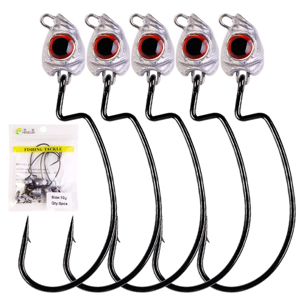 5pcs/ Texas Eye Finesse Jig Heads Wide Gap Hook for soft bait with big eyes Antihanging Bass Fishing Tackle Accessorize