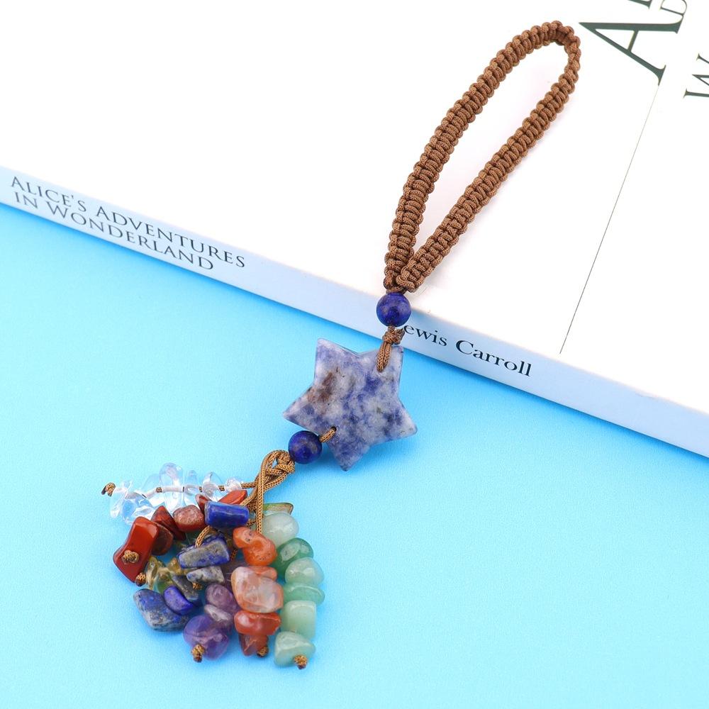 

Natural Stone Crystal Hand-Woven Star Bag Accessories Mobile Phone Keychain Bag Pendant Car Pendant G79