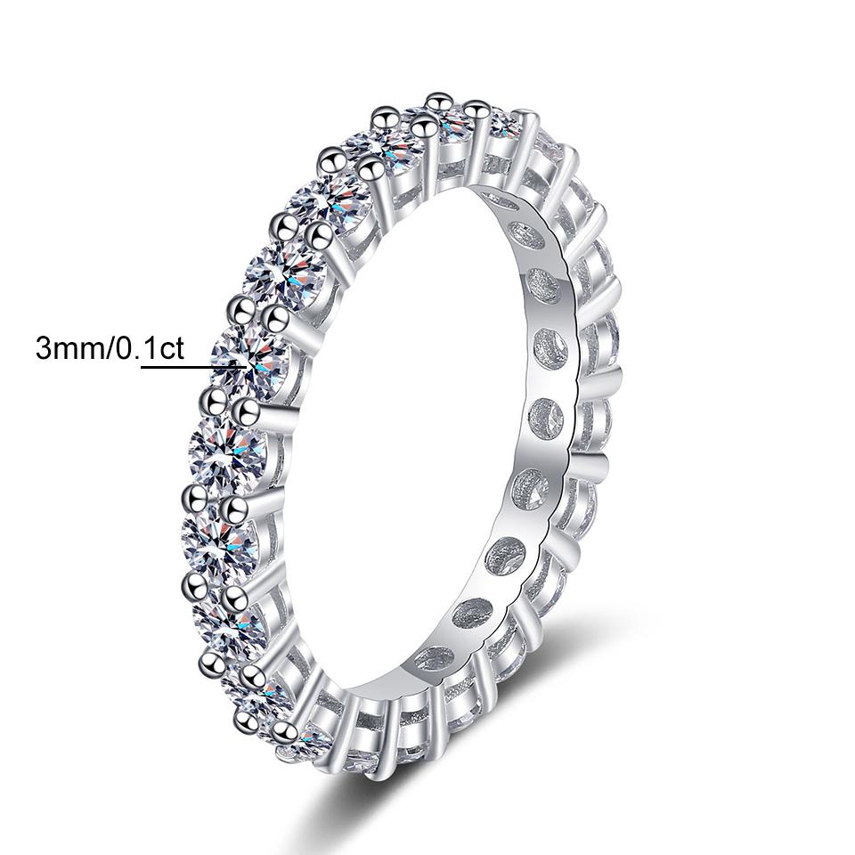 Houtros 3mm Moissanite Rings for Women  Copper7 Stone Engagement Wedding Sparkling Diamond Ring Fine Jewelry Gift