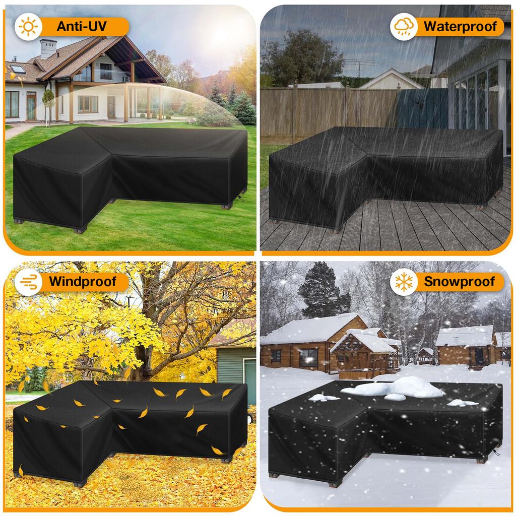 Outdoor Patio Garden Furniture Cover L-Shaped Heavy Duty Waterproof Rain Snow Chair Couch covers for Sofa Table Dust Proof Cover