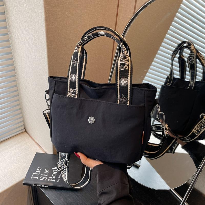 Canvas Bag Women's New Large-capacity Summer Versatile Broadband Messenger Bag College Student Portable Tote Bag