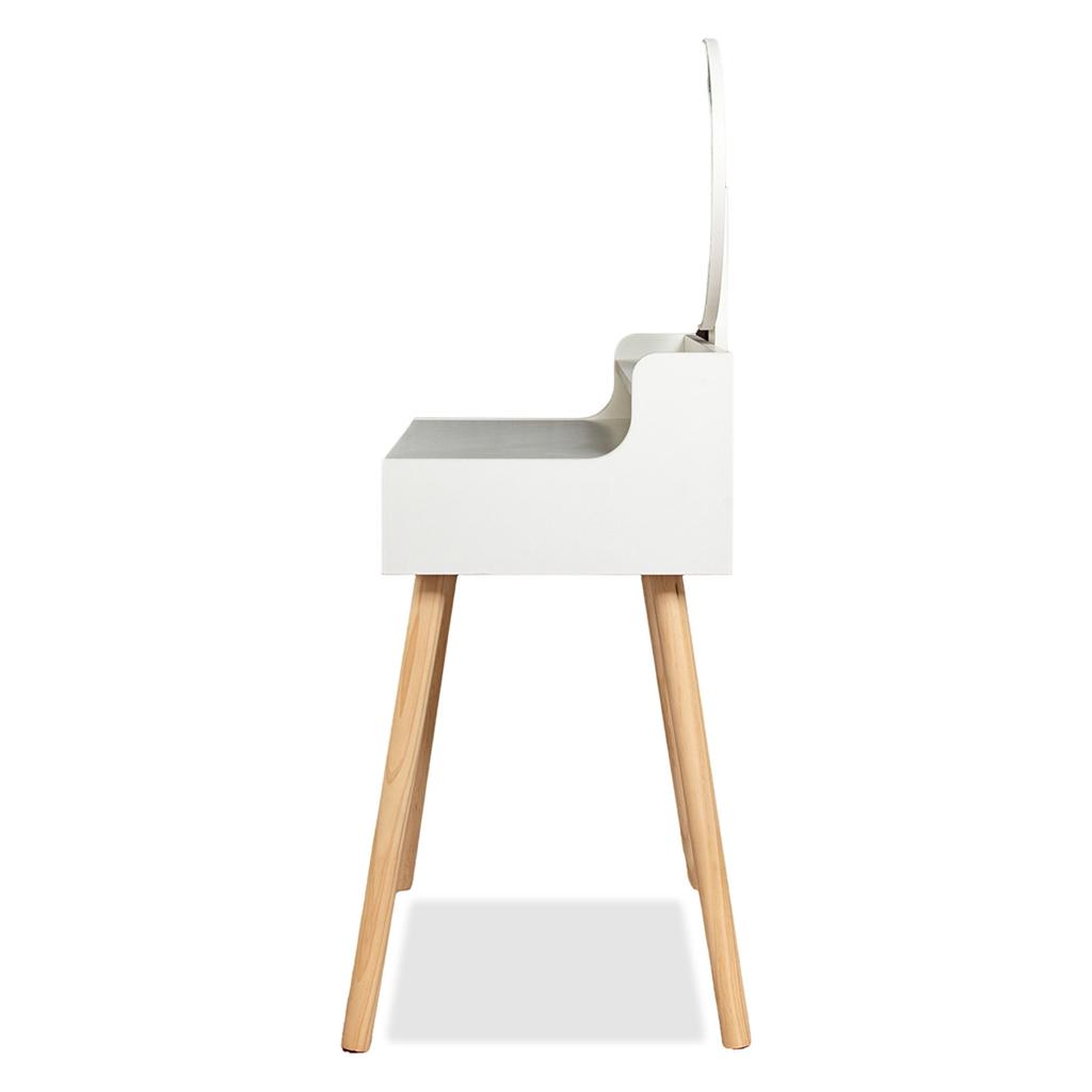 Nordic Round Mirror Makeup Vanity Nyana Home | Drawer and Stool | 60.5cm